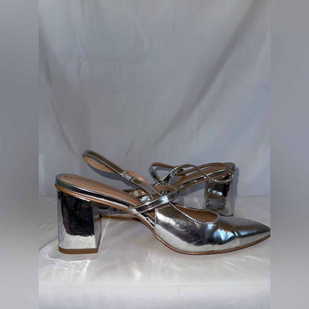 Bcbgeneration Metallic Silver Slingback Heels - image 2